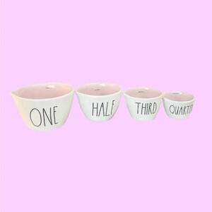 NEW PINK interior Rae Dunn adorable ceramic stacking Measuring Cups - HTF